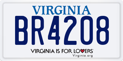 VA license plate BR4208