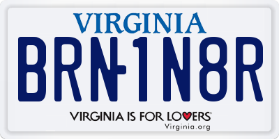 VA license plate BRN1N8R