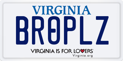 VA license plate BROPLZ