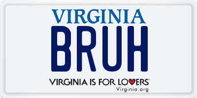 VA license plate BRUH