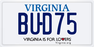 VA license plate BUD75