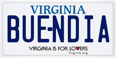 VA license plate BUENDIA