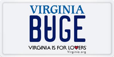 VA license plate BUGE