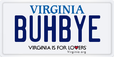 VA license plate BUHBYE