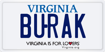 VA license plate BURAK