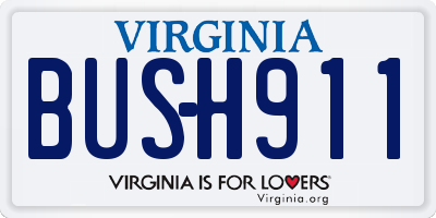 VA license plate BUSH911