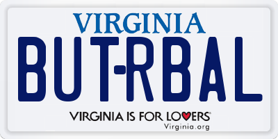 VA license plate BUTRBAL