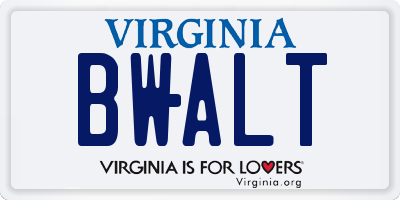 VA license plate BWALT