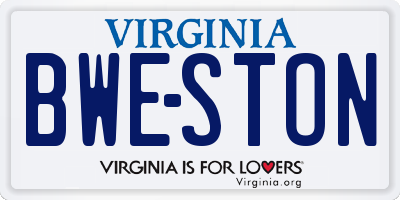 VA license plate BWESTON