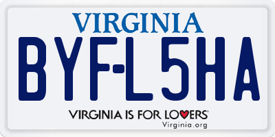 VA license plate BYFL5HA