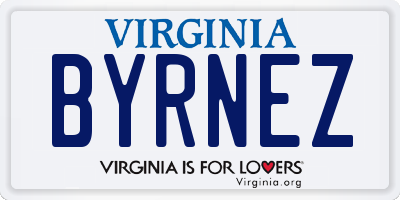 VA license plate BYRNEZ