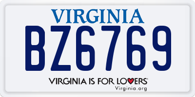 VA license plate BZ6769