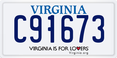 VA license plate C91673