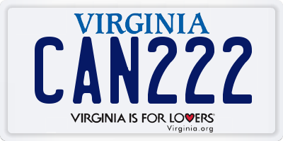 VA license plate CAN222