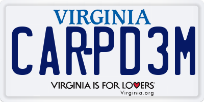 VA license plate CARPD3M