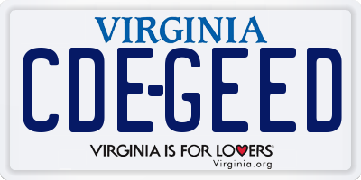 VA license plate CDEGEED