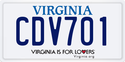 VA license plate CDV701