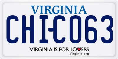 VA license plate CHICO63