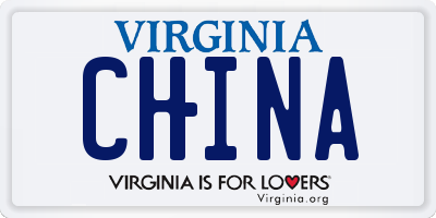 VA license plate CHINA