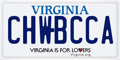 VA license plate CHWBCCA