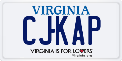 VA license plate CJKAP