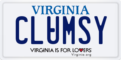 VA license plate CLUMSY