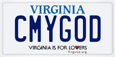 VA license plate CMYGOD