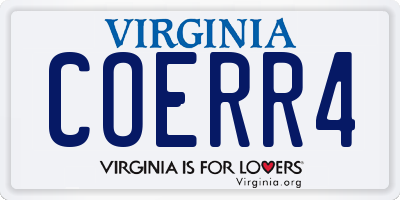 VA license plate COERR4