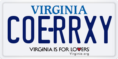 VA license plate COERRXY