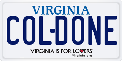 VA license plate COLDONE