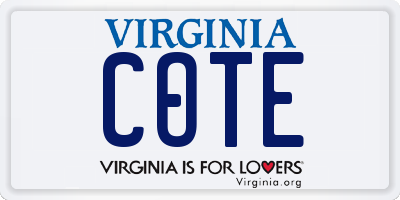 VA license plate COTE