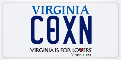 VA license plate COXN