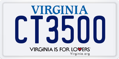 VA license plate CT3500