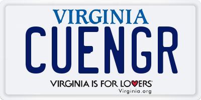 VA license plate CUENGR