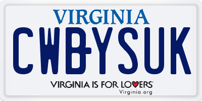 VA license plate CWBYSUK