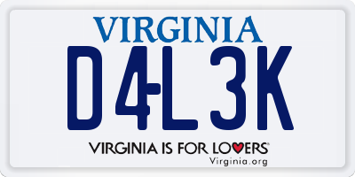 VA license plate D4L3K