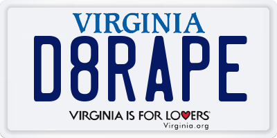 VA license plate D8RAPE