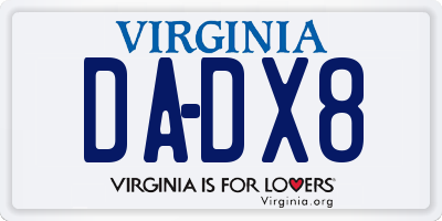 VA license plate DADX8