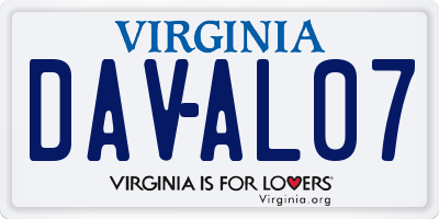 VA license plate DAVAL07