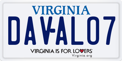 VA license plate DAVALO7