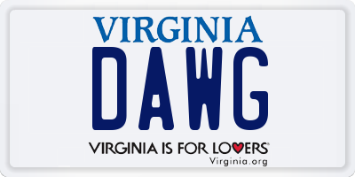 VA license plate DAWG