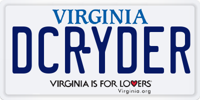 VA license plate DCRYDER