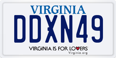 VA license plate DDXN49