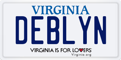 VA license plate DEBLYN