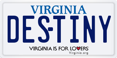 VA license plate DESTINY