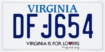 VA license plate DFJ654