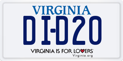 VA license plate DID20