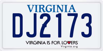 VA license plate DJ2173