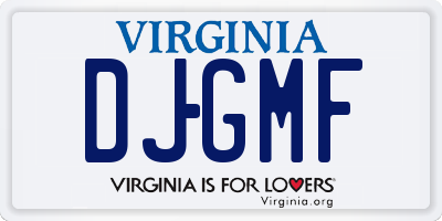 VA license plate DJGMF