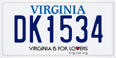 VA license plate DK1534